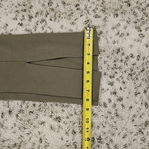 The Drop Women's SZ L High Rise Flare Leggings Sexy Split Hem Army Green Pants - Picture 11 of 14